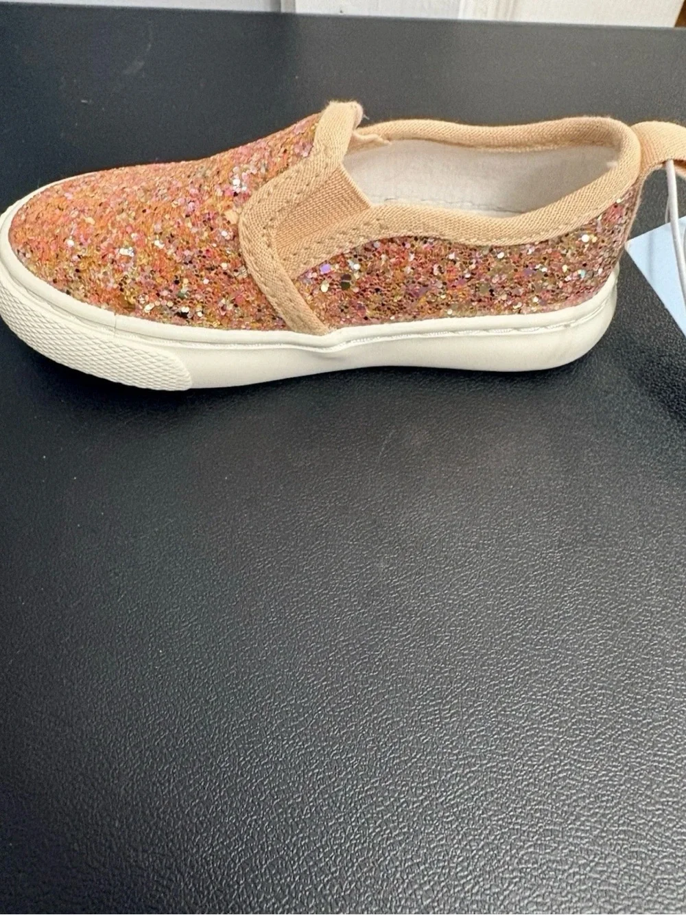 Cat & Jack Girls' Glitter Slip-On Sneakers - Rose Gold